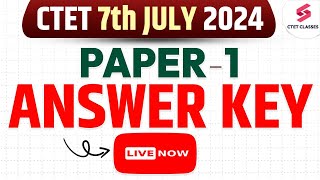 CTET Paper 1 ANSWER KEY  CTET JULY Paper 1 ANSWER KEY  CTET 7 JULY ANSWER KEY PAPER 1 [upl. by Farny]