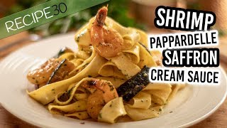 Saffron Shrimp Pappardelle pasta in a cream sauce [upl. by Fita]