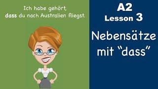 Learn German  Konjunktion quotdassquot  Nebensatz  German for beginners  A2  Lesson 3 [upl. by Novar]