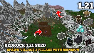 Bedrock Seed Minecraft 121 Seed  Spawn village amp pillage with Woodland Mansion amp Other Spawn [upl. by Clarinda]