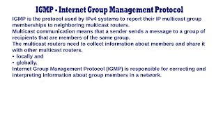 IGMP  Internet Group Management Protocol [upl. by Akinajnat809]