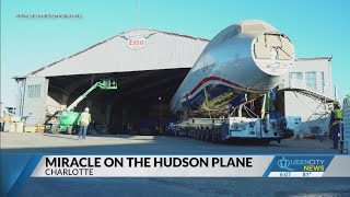 Miracle on the Hudson plane moves out of storage to its new Charlotte home [upl. by Reffinej536]