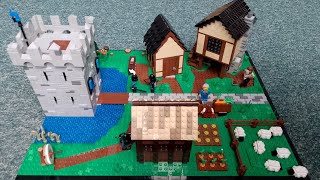 Lego Medieval Village MOC minifig scale diorama castle black falcon knights [upl. by Lenssen]