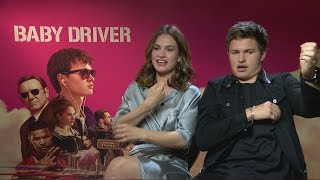 Baby Driver Ansel Elgort crushes on Lily James [upl. by Akirehc189]