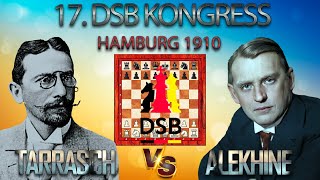 Siegbert Tarrasch Vs Alexander Alekhine 🏆 17 DSB Kongress 1910 Hamburg 🏆 D40 Damengambit  631 [upl. by Yma380]