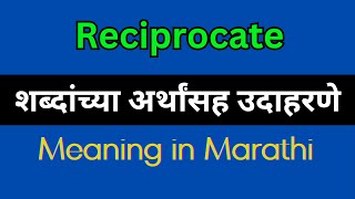 Reciprocate Meaning In Marathi  Reciprocate explained in Marathi [upl. by Adnov]