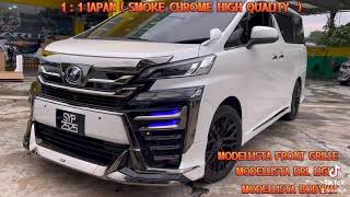 TOYOTA VELLFIRE AGH30 20152017 CONVERT 2018 2020 MODELLISTA DRL BUMPER GRILLE BODYKIT SMOKE CHROME [upl. by Silrac]