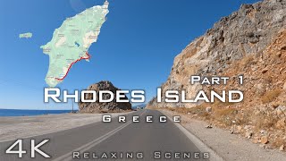 Rhodes Island Greece 🇬🇷 4K  Part 1  driving tour with city sounds  relaxing scenes [upl. by Aitetel]