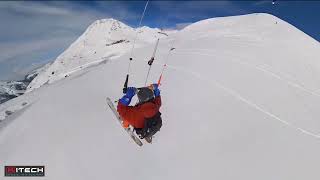 Snowkite Col Du Lautaret France Snowkite hang sailing Kitech FRS v2 12 m2 [upl. by Adnohsed]