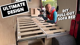 The BEST DIY PullOut Sofa Bed How To Build An Extending Sliding Slat Bed With Storage [upl. by Risteau662]