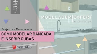 COMO MODELAR BANCADA E INSERIR CUBA NO SKETCHUP [upl. by Enyrhtak]