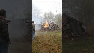 A Safe Way To Start A Burn Pile 🔥💪🇺🇸🍁 farm homestead work asmr satisfying shorts fire [upl. by Ogdon9]