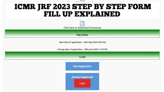 HOW TO FILL ICMR JRF 2023 ONLINE APPLICATION FORM  STEP BY STEP EXPLAINED [upl. by Alyakcim417]