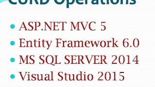 CRUD Operations using ASPNET MVC 5  Entity Framework 60 [upl. by Greysun]