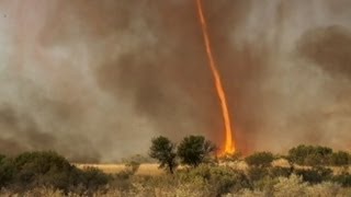 Tornado Engulfed by Fire Caught on Tape  Good Morning America  ABC News [upl. by Rochemont220]