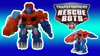 Transformers Rescue Bots Optimus Prime Dinobots transformation primal stop motion dino toys video [upl. by Reifel]