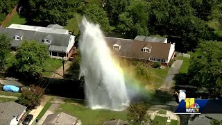 Water shoots into air after water main break [upl. by Kcuhc]