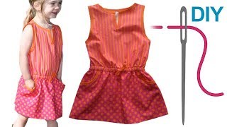 Kleid nähen für Anfänger – DIY Kinderkleid mit Taschen „Mara“ [upl. by Schmitz]