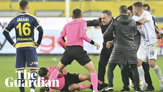 Turkish football leagues suspended after team president punches referee [upl. by Bensky]