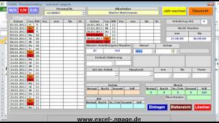 Personalverwaltung mit Excel Zeit erfassen berechnen auswertenavi [upl. by Oenire]