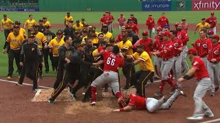 Yasiel Puig EJECTED after Reds and Pirates bench clearing BRAWL  Reds vs Pirates 4719 [upl. by Yelmene]