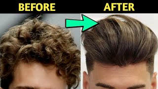 Mens PERMANENT Hair Straightening At Home100 NATURAL  Curly Hair To Straight Hair Men Naturally [upl. by Ahmar338]