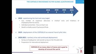 4 FranceInternational development of the COPSOQ in a large multinational companya common project [upl. by Raual]