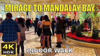 4K HDR The Mirage to Mandalay Bay Mostly Indoor Walk  Las Vegas Strip  2024 [upl. by Gunner]