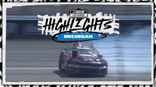 Corey LaJoie flips over after spin at Michigan [upl. by Hortensia]