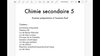 Examen préparatoire à lexamen final chimie secondaire 5 [upl. by Hodgson]