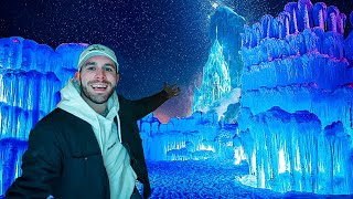 Visiting Ice Castles In Lake Geneva Wisconsin  Elsa’s Frozen Castle In Real Life [upl. by Kciredes]