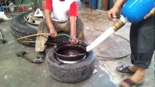 Tire Stretch Fitment with Air Blaster [upl. by Ahtan876]