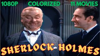 Sherlock Holmes movie series  compilation  Basil Rathbone  11 Full movies  HD  colorized [upl. by Esirehc]