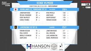 Liversedge CC 1st XI v Moorlands CC Yorkshire 1st XI [upl. by Sheridan863]