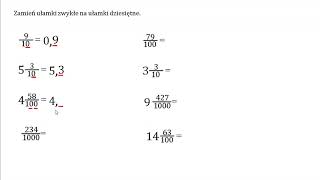 Zamień ułamki zwykłe na ułamki dziesiętne Przykłady 1 [upl. by Bridgid]