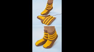 Easy knitted slipperssocks Tutorial for beginners Miarti🧶 [upl. by Erwin]