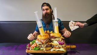 YOU WIN £100 CASH IF YOU FINISH THIS BURGER CHALLENGE QUICK ENOUGH  BeardMeatsFood [upl. by Adne]