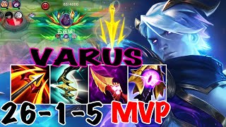 PENTA KILL 😱😱 WILD RIFT VARUS ADC GAMEPLAY  26 1 5 MVP  VARUS BUILD RUNES [upl. by Ambrose894]