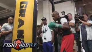 Floyd Mayweather vs Canelo Alvarez Floyd Mayweather Heavy Bag Workout HD [upl. by Acinnor]