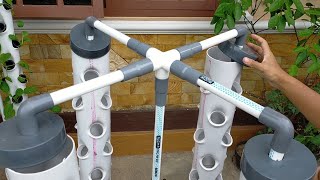 DIY  How to make Vertical Hydroponic System using 4 Towers Part 2  hydroponic farming at home [upl. by Cower]