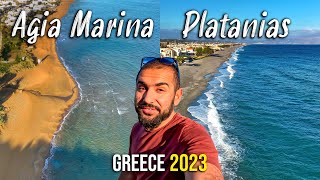 Platanias Crete Agia Marina Beach Chania Crete Greece 2023 [upl. by Aihsenor132]