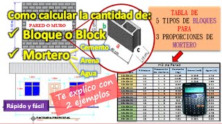 Como calcular la cantidad de Bloque y Mortero en Pared [upl. by Buroker]