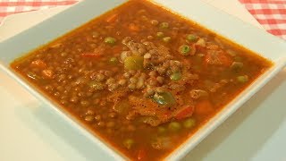 Receta fácil de sopa de lentejas con verduras [upl. by Rector]