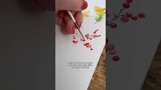 Autumnal watercolours in under 5 minutes red berries 🧣 [upl. by Haughay]