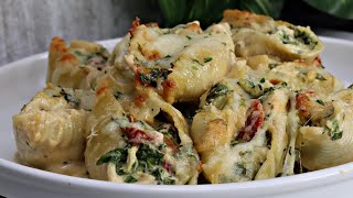 Cajun Chicken Alfredo Stuffed Pasta Shells  How To Make Spinach Stuffed Shells Alfredo [upl. by Erolyat]