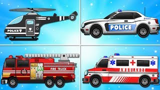 Fire Truck Police Car Emergency Vehicles and Ambulance Garage Car for Kids [upl. by Emmanuel590]