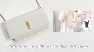 Saint Laurent 🤍✨ Phone Holder with Strap in Smooth Leather 🕊️✨ Saintlaurent YSL Phoneholder [upl. by Akla250]