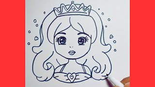 HOW TO DRAW PRINCESS STEP BY STEP  HOW TO DRAW A GIRL [upl. by Ari]