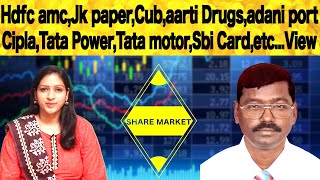 Hdfc amcJk paperCubaarti Drugsadani portCiplaTata PowerTata motorSbi CardetcView [upl. by Trista]