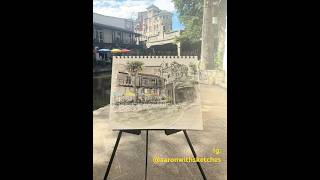 Sketching The River Walk in San Antonio  drawing time lapse  IG aaronwithsketches [upl. by Ariada]